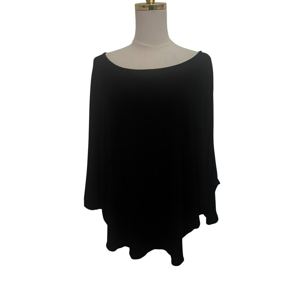 Eileen Fisher Womens Top Size Large Black Solid Dolman 3/4 Sleeves Knit Stretch